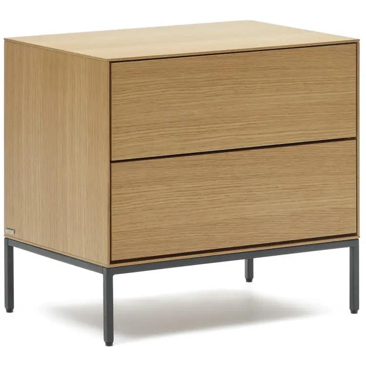 Vedrana Прикроватная тумба из дубового шпона со стальными ножками 60 x 55 см