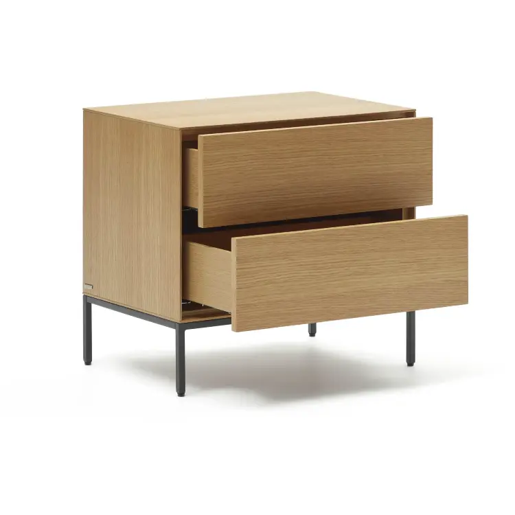 Vedrana Прикроватная тумба из дубового шпона со стальными ножками 60 x 55 см