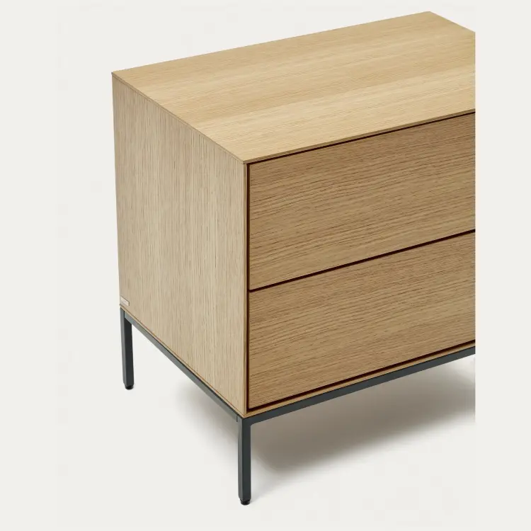 Vedrana Прикроватная тумба из дубового шпона со стальными ножками 60 x 55 см