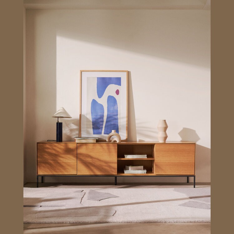 Vedrana Тумба под ТВ из дубового шпона со стальными ножками 195 x 55 см