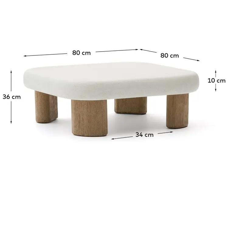 Журнальный столик Labra из цемента и акации 80 x 80 см