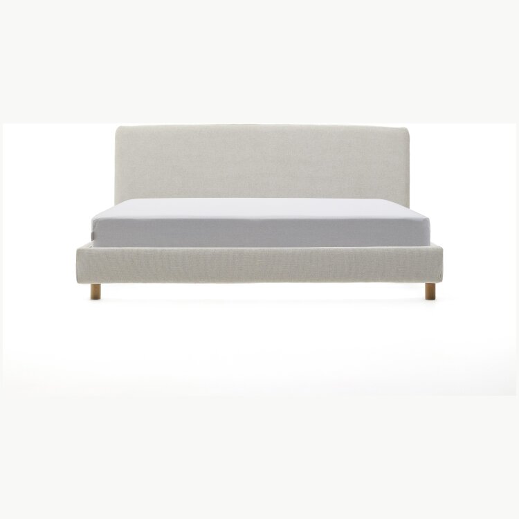 Кровать Valma из жемчужного шенилла со съемным чехлом для матраса 160 x 200 см