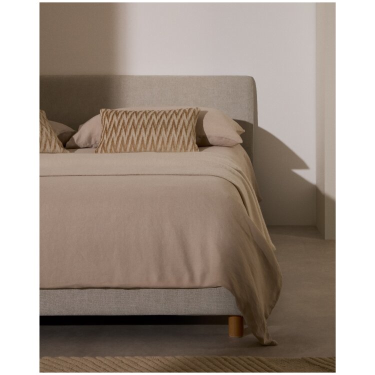 Кровать Valma из жемчужного шенилла со съемным чехлом для матраса 160 x 200 см