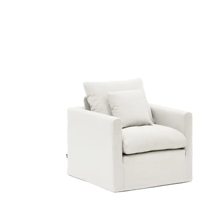 Кресло Nora со съемным чехлом и подушкой из льна и хлопка цвета экрю 92 см