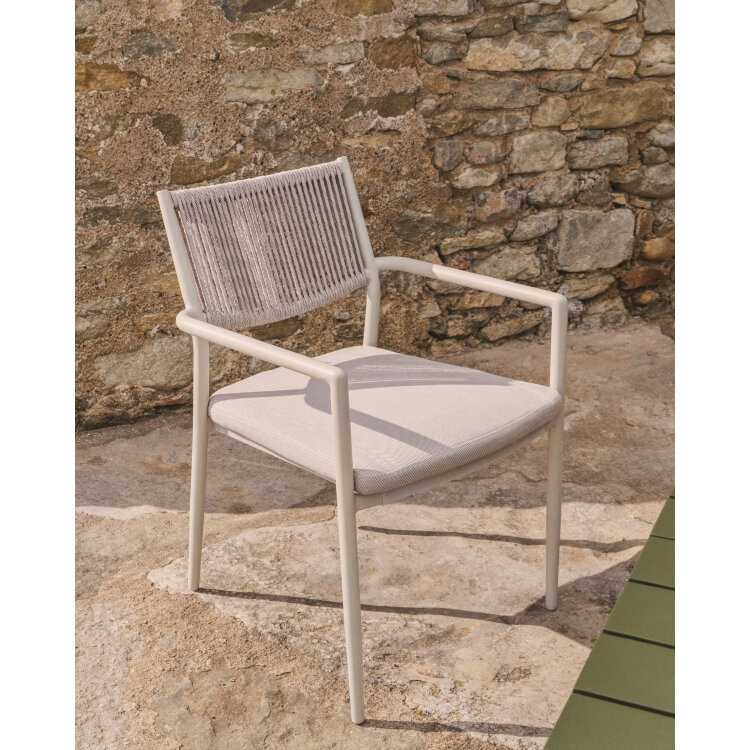 Уличный стул Argasi из алюминия бежевого цвета и веревки