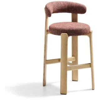 Барный стул Granite из терракотовой синели и ясеня с натуральной отделкой 75 см