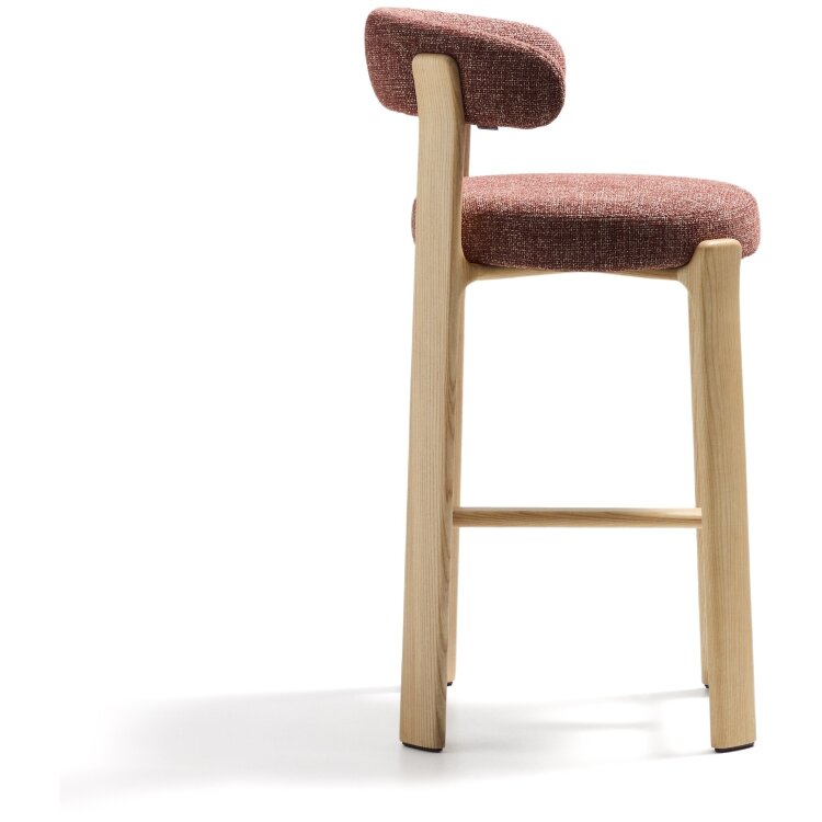 Барный стул Granite из терракотовой синели и ясеня с натуральной отделкой 75 см