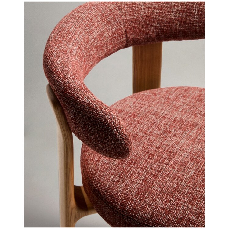 Барный стул Granite из терракотовой синели и ясеня с натуральной отделкой 75 см