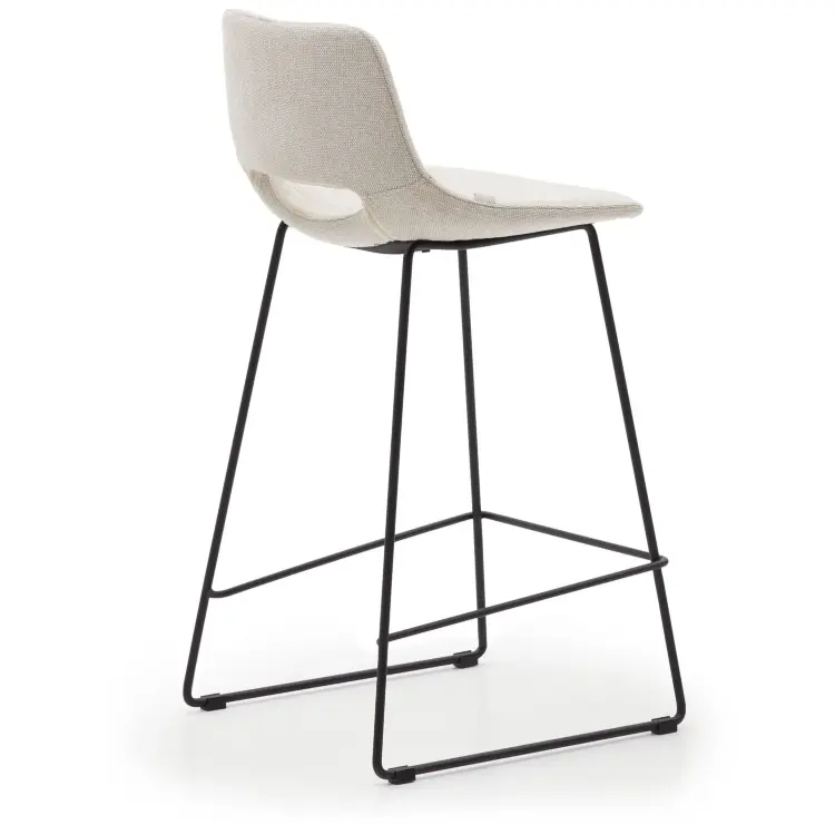 Zahara Полубарный стул бежевый с черными стальными ножками 65 см