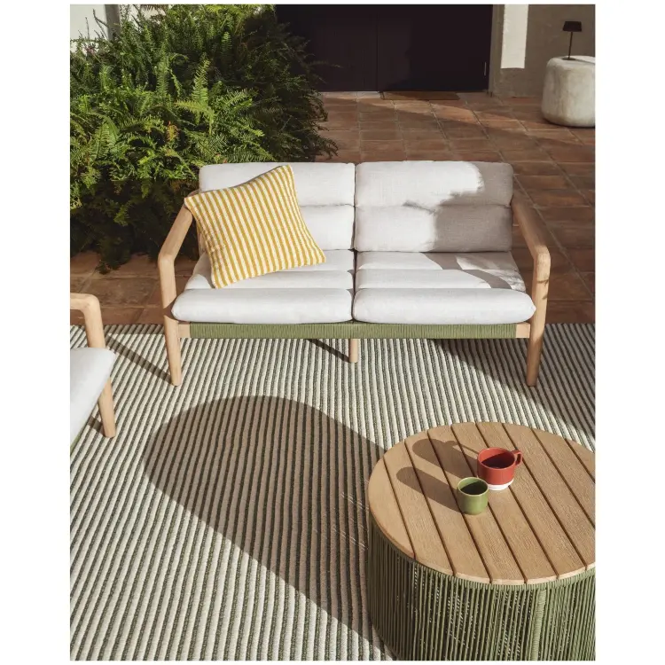 Уличный диван Menfi из массива акации и зеленой веревки, 136 см