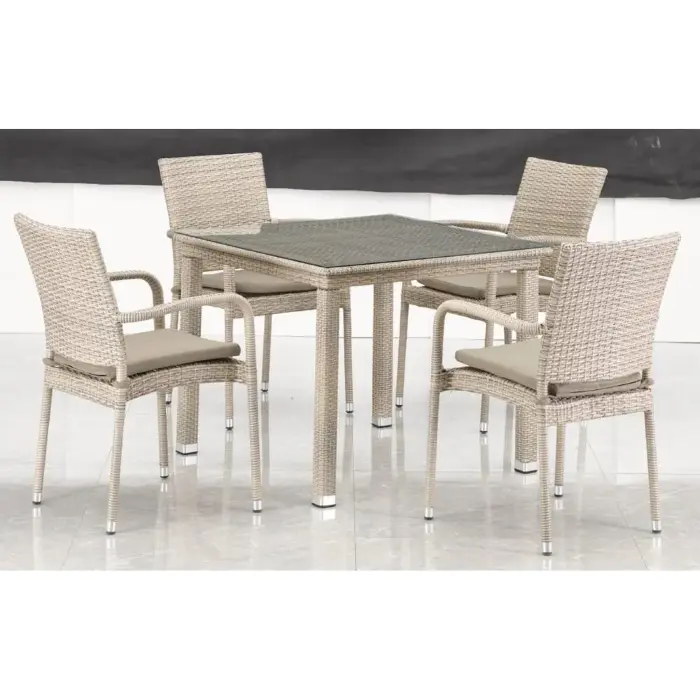 Комплект плетеной мебели T257C/Y376C-W85 Latte (4+1) + подушки на стульях