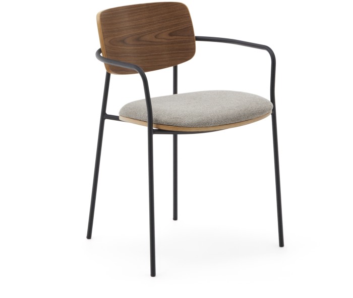 Стул Maureen со шпоном ореха и металлом в черной отделке
