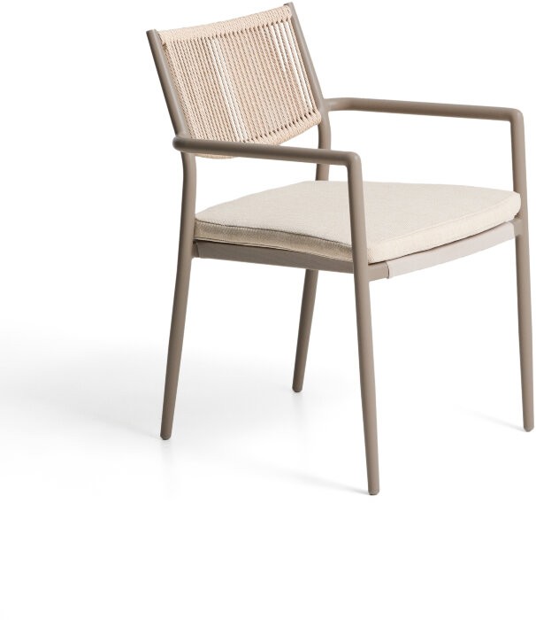 Уличный стул Argasi из алюминия цвета экрю и веревки