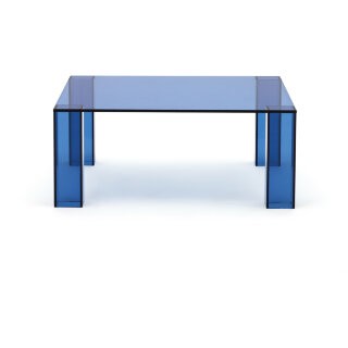 Журнальный столик Adularia из синего стекла 85 x 85