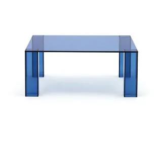 Журнальный столик Adularia из синего стекла 85 x 85