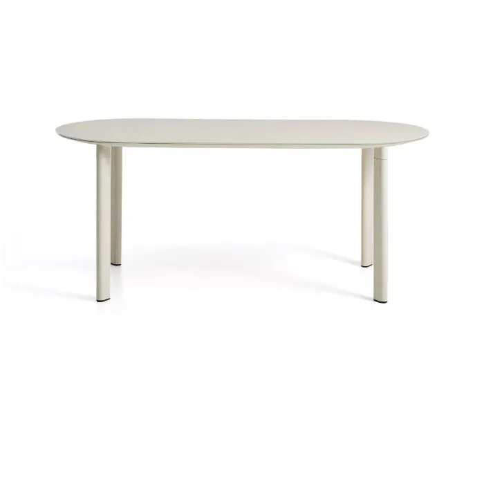 Уличный стол Erice из алюминия и закаленного стекла цвета экрю, 180 x 90 см