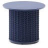Уличный приставной столик Sedalis из алюминия и веревки синего цвета Ø50 см