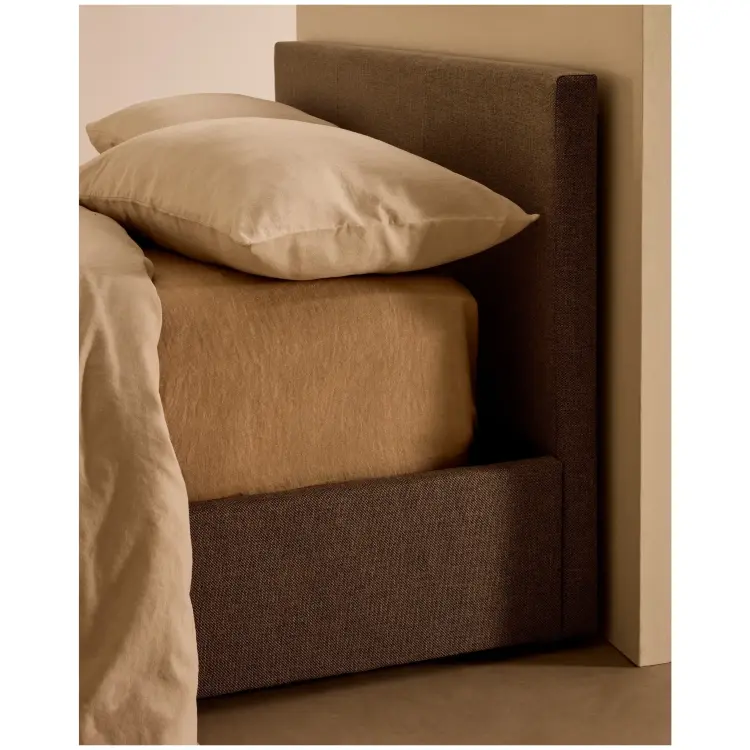 Nahiri Мягкая серая кровать для матраса размером 180 x 200 см