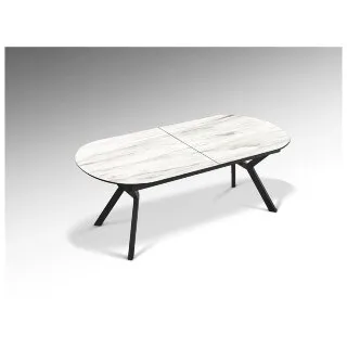 Раздвижной обеденный стол Antea меламиновый топ с отделкой белый мрамор