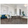 Раздвижной обеденный стол Antea меламиновый топ с отделкой белый мрамор