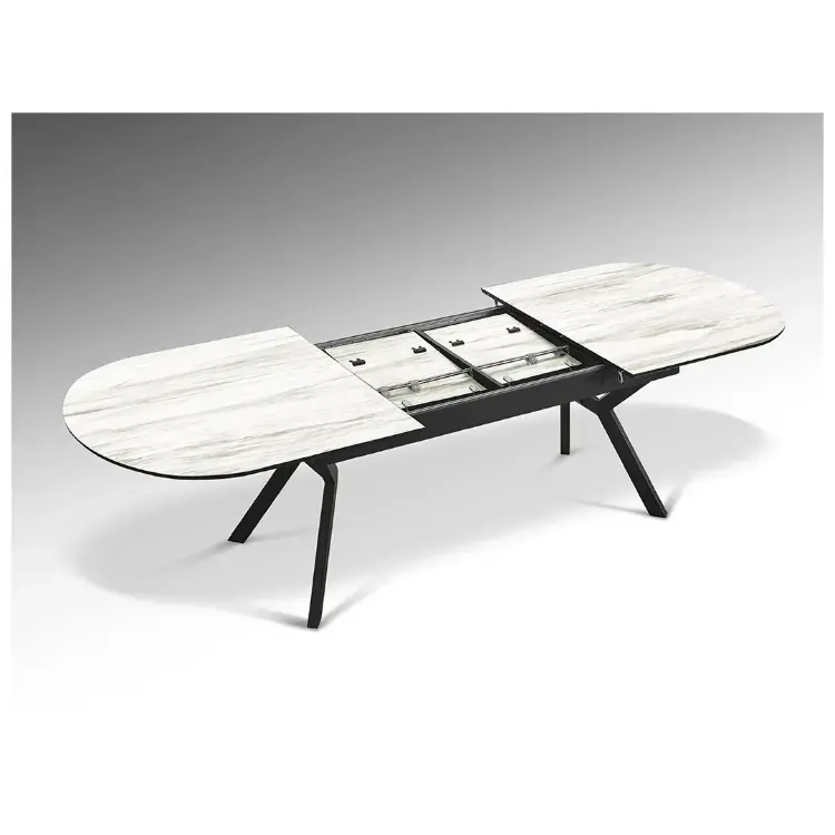 Раздвижной обеденный стол Antea меламиновый топ с отделкой белый мрамор