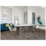 Раздвижной обеденный стол Antea меламиновый топ с отделкой белый мрамор