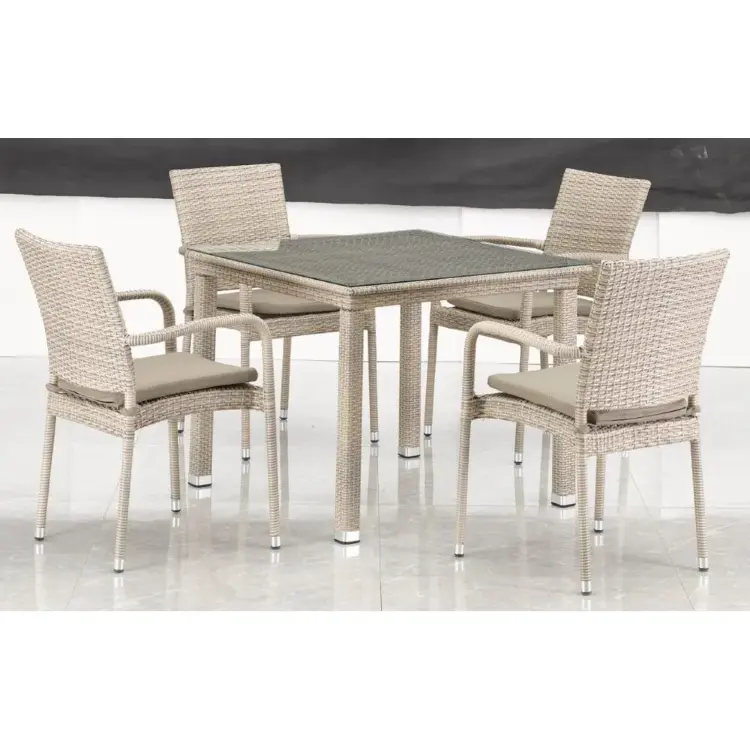 Комплект плетеной мебели T256C/Y376C-W85 Latte (4+1) + подушки на стульях