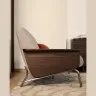 2-местный диван Amsen светло-коричневый с подлокотниками из шпона ореха