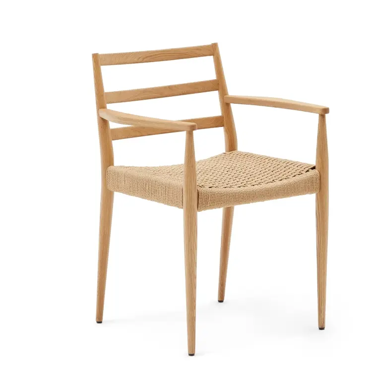 Analy Стул из массива дуба с натуральной отделкой и сиденьем из веревки
