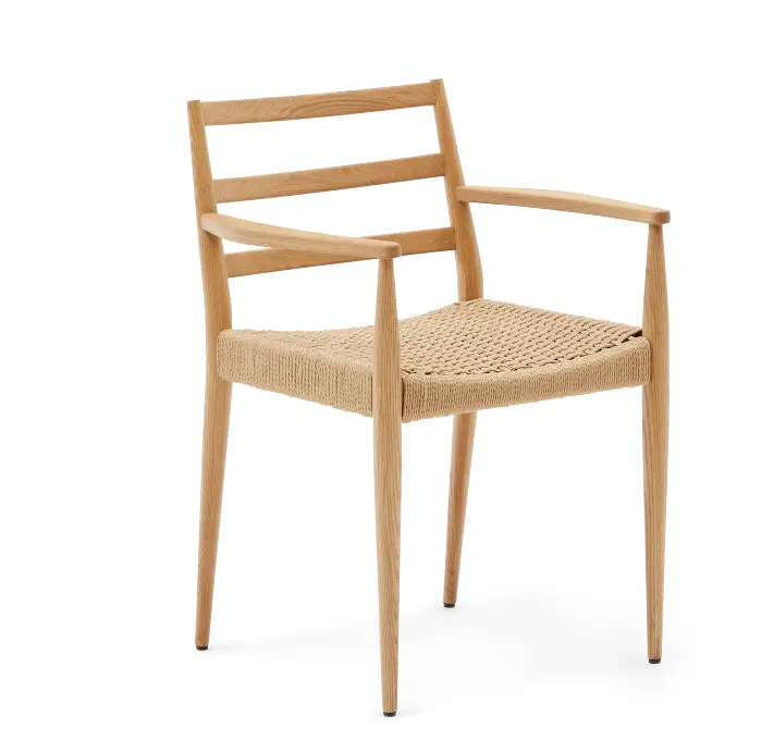 Analy Стул из массива дуба с натуральной отделкой и сиденьем из веревки