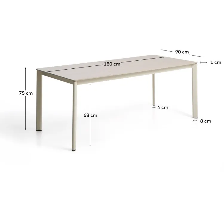 Уличный стол Anafi из спеченного камня и бежевого алюминия 180 x 90см