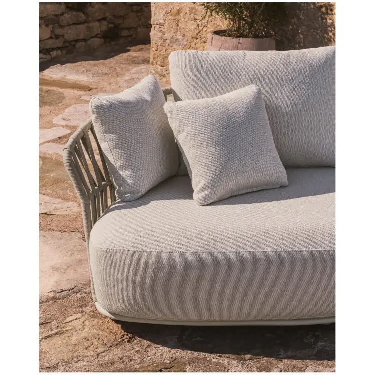 Двухместный модуль уличного дивана Osani из алюминия экрю и веревки цвета таупе 170 см