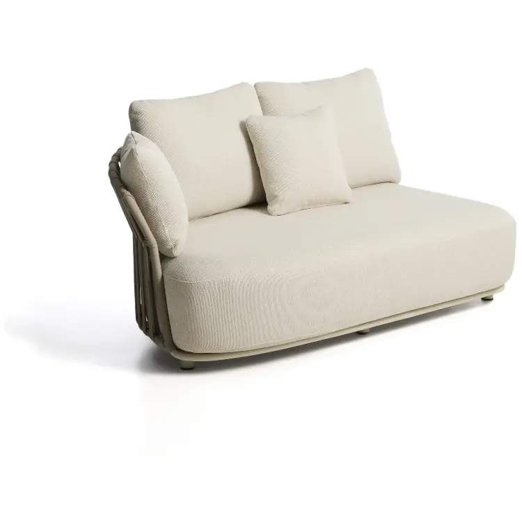 Двухместный модуль уличного дивана Osani из алюминия экрю и веревки цвета таупе 170 см