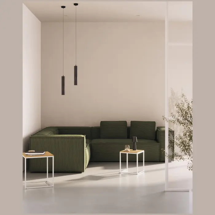 4-местный угловой диван Blok в зеленом толстом вельвете 290 x 290 см