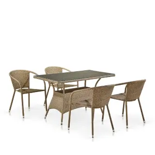 Комплект мебели из иск. ротанга T198D/Y137B-W56 Light Brown (4+1)