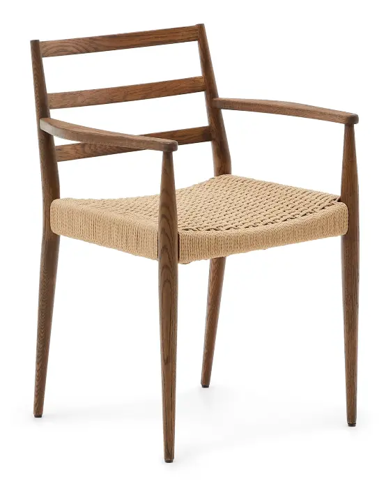 Analy Стул из массива дуба с отделкой под орех и сиденьем из веревки