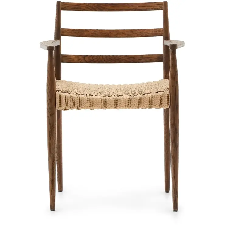 Analy Стул из массива дуба с отделкой под орех и сиденьем из веревки