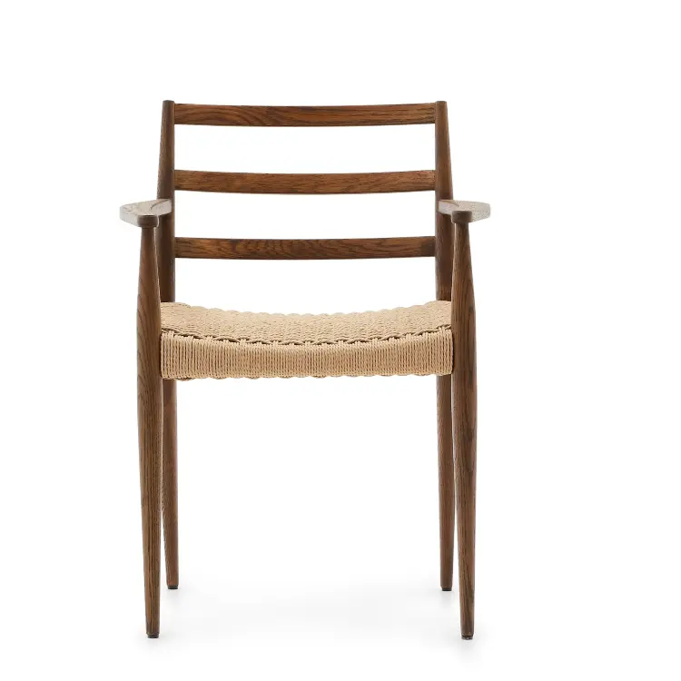 Analy Стул из массива дуба с отделкой под орех и сиденьем из веревки