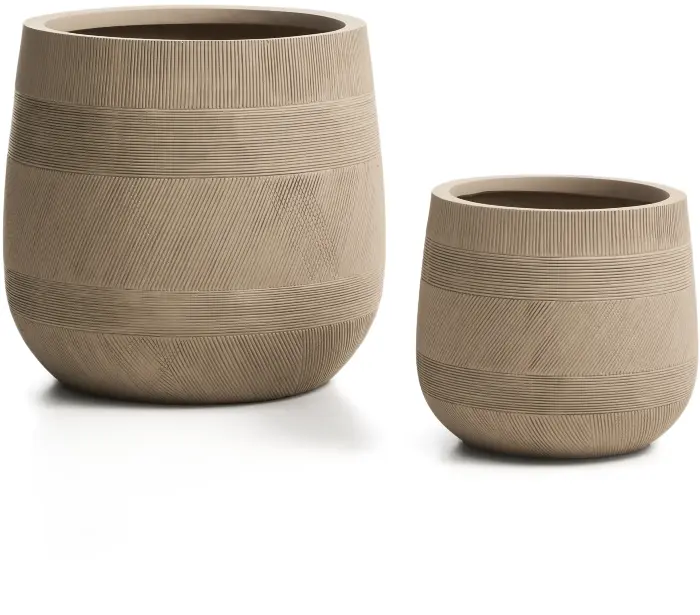Набор из двух бежевых кашпо Tival с эффектом цемента, диаметр 50 см/34 см