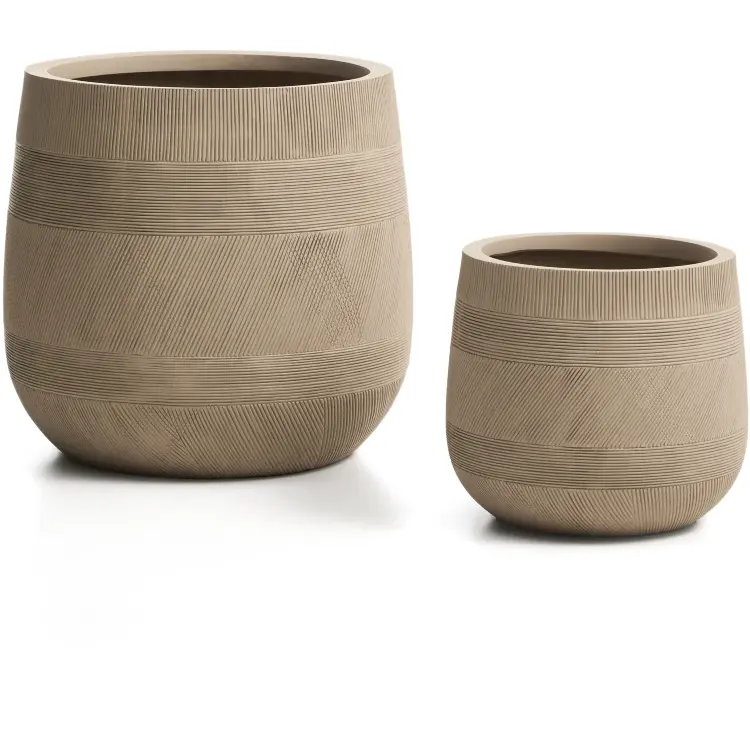 Набор из двух бежевых кашпо Tival с эффектом цемента, диаметр 50 см/34 см