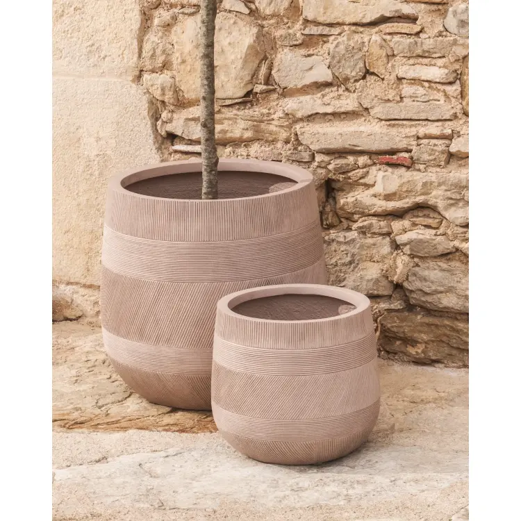 Набор из двух бежевых кашпо Tival с эффектом цемента, диаметр 50 см/34 см