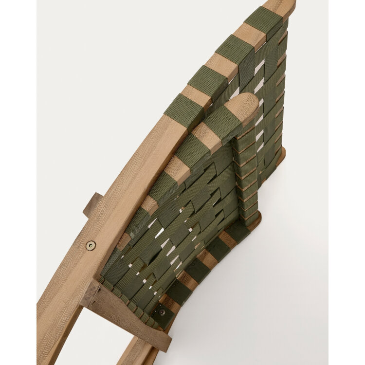 Складное кресло Chabeli из массива акации и шнура зеленого цвета