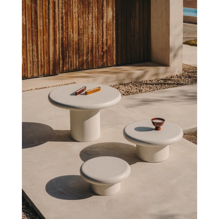 Журнальный столик Addaia из белого цемента Ø90