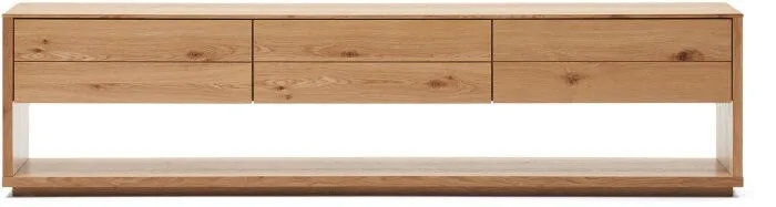 Alguema Тумба под ТВ из дубового шпона с натуральной отделкой 200 x 51 см