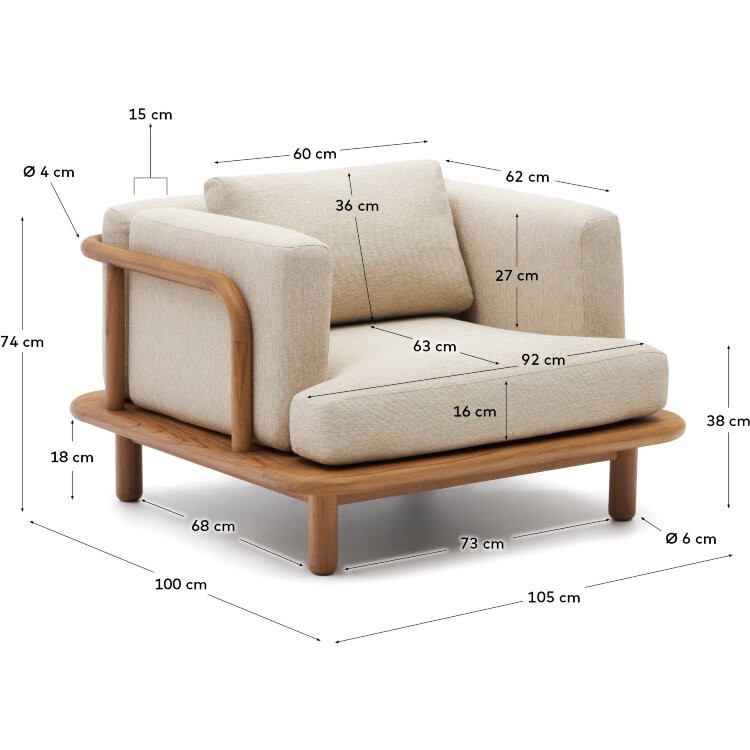 Кресло Turqueta из массива тикового дерева