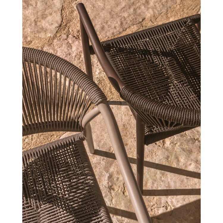 Уличный стул Livadia из алюминия цвета таупе и веревки