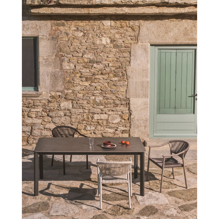 Уличный стул Livadia из алюминия цвета таупе и веревки