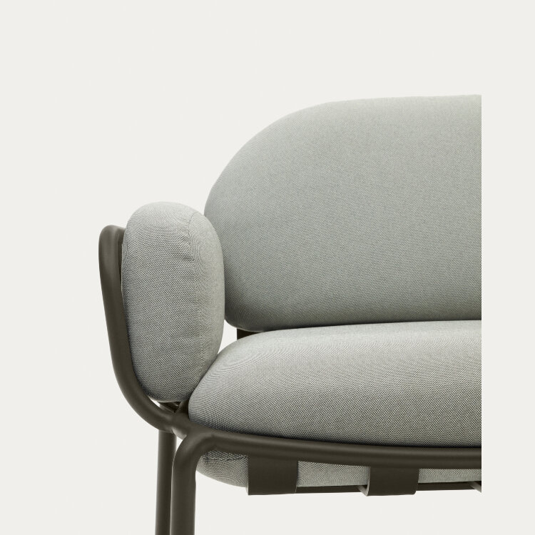 Уличный диван Joncols из серой ткани и зеленым алюминиевым каркасом 225 см