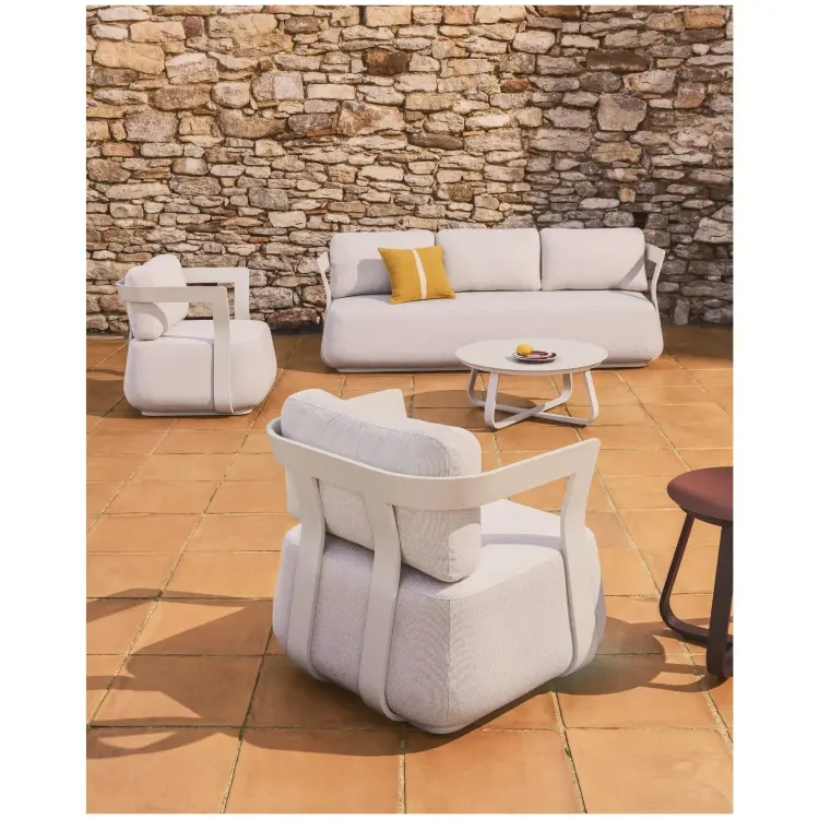 Уличный столик Tamaris из алюминия цвета экрю Ø80 см