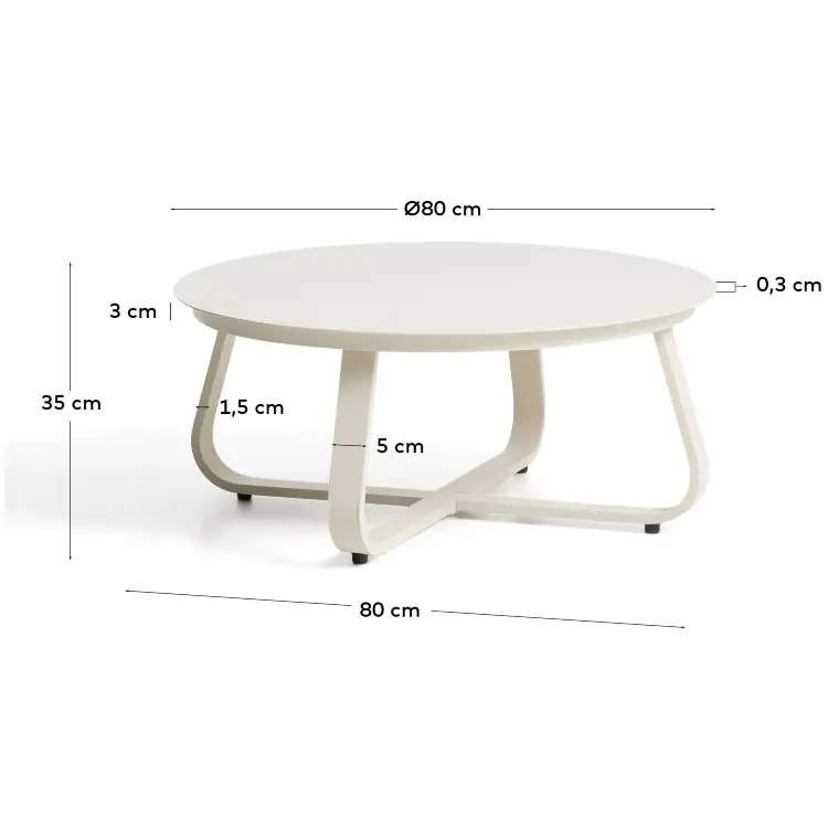 Уличный столик Tamaris из алюминия цвета экрю Ø80 см